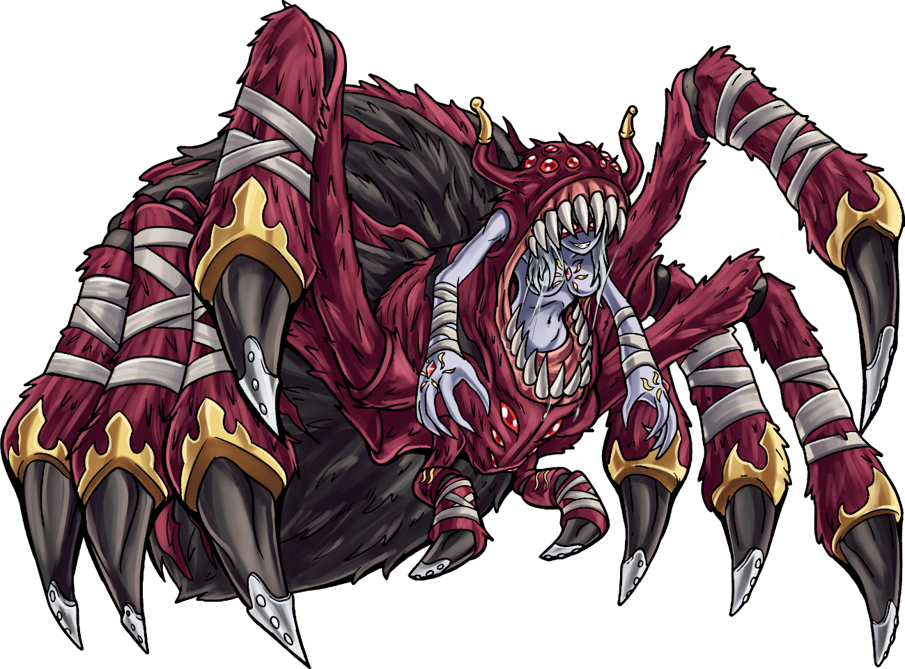 Arukenimon: Latrodectus Mode, original Digimon artwork by Aderek
