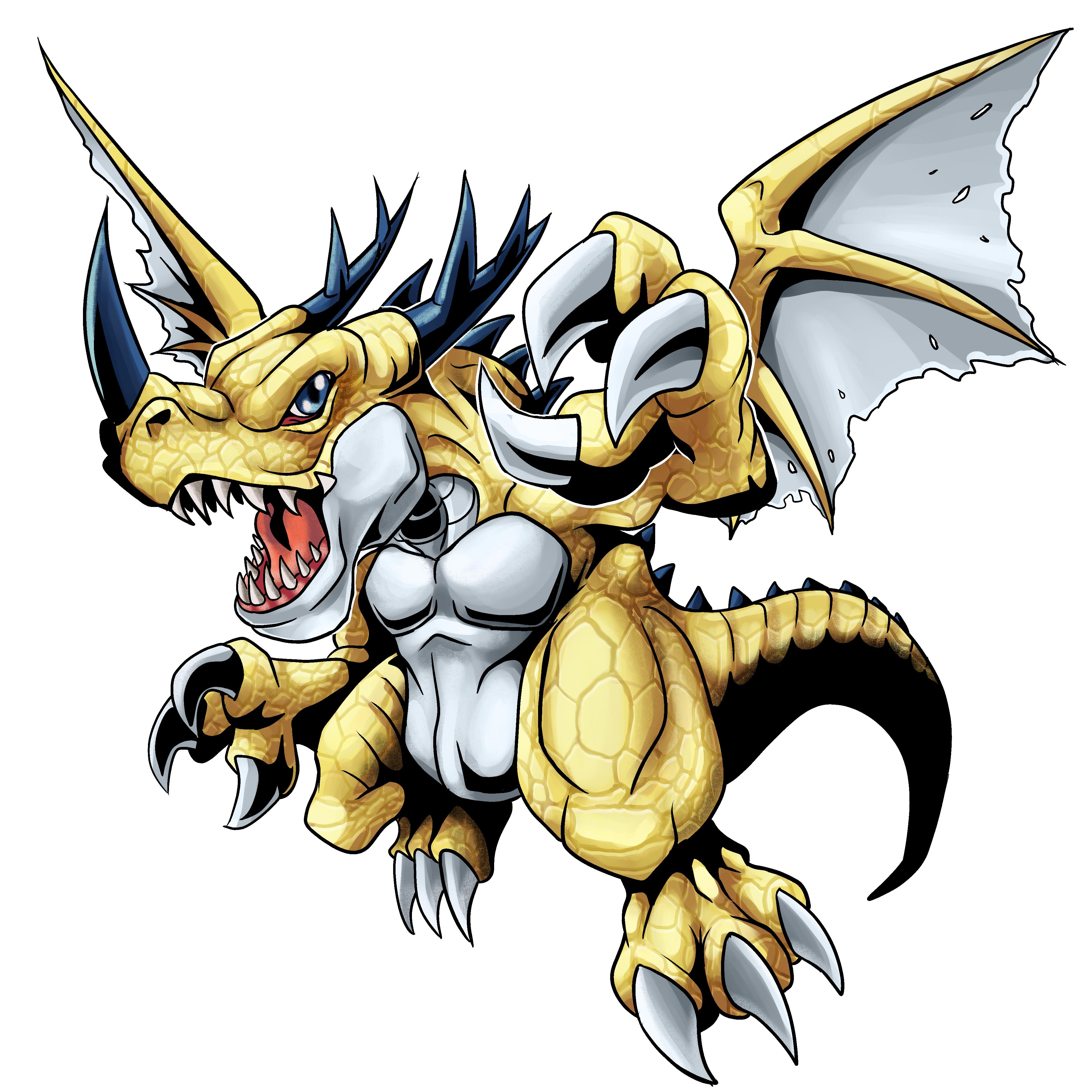 Coredramon yellow, original Digimon artwork by Aderek