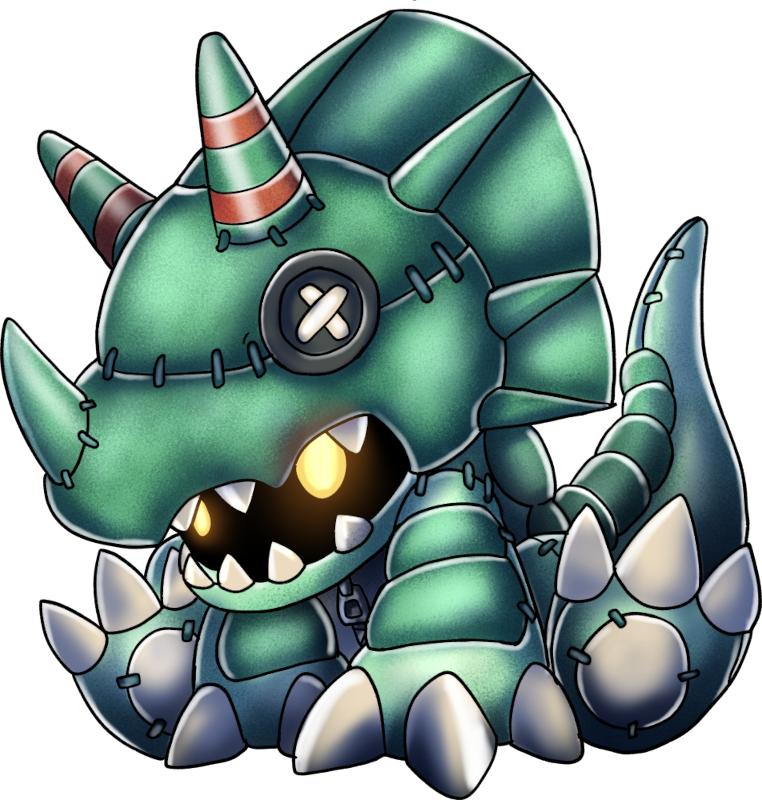 Ex-Triceramon, original Digimon artwork by Aderek