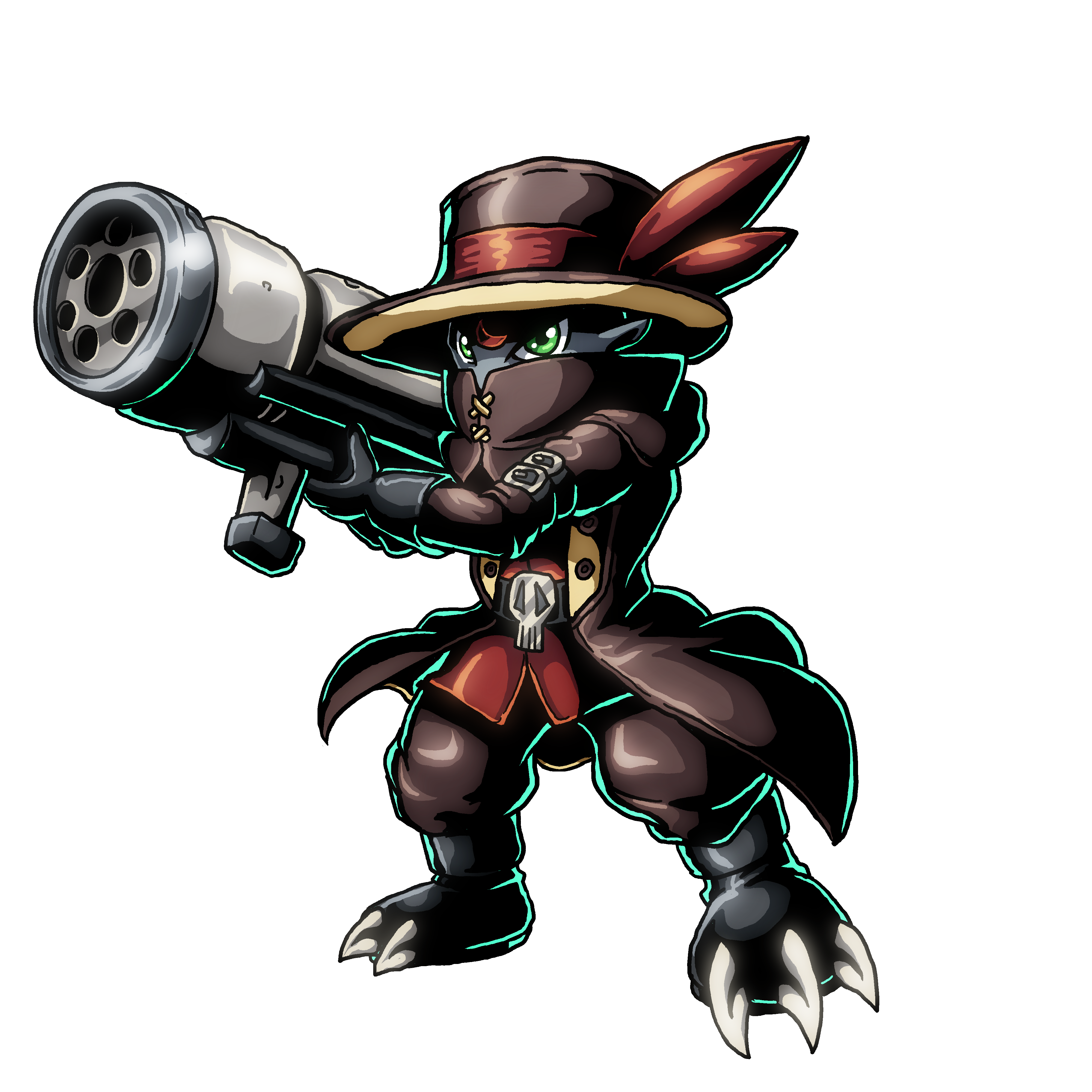 Huntermon, original Digimon artwork by Aderek