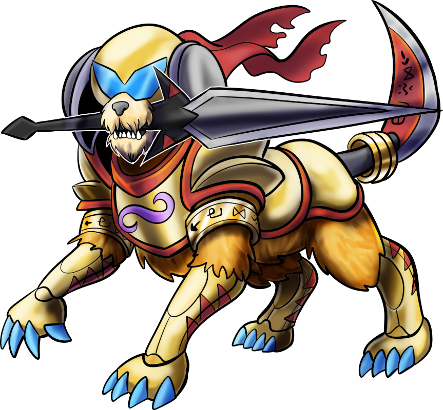 Knightshihtzumon, original Digimon artwork by Aderek