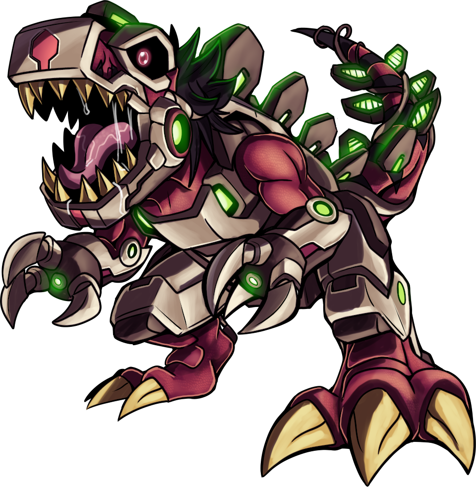 Metaltyrannomon Type-05, original Digimon artwork by Aderek