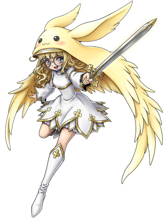 Sistermon Jaune, original Digimon artwork by Aderek