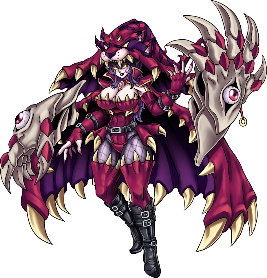 Warudamon Grimalkin Mode, original Digimon artwork by Aderek